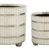 Ensemble de vases en céramique décorés Argenté et Blanc