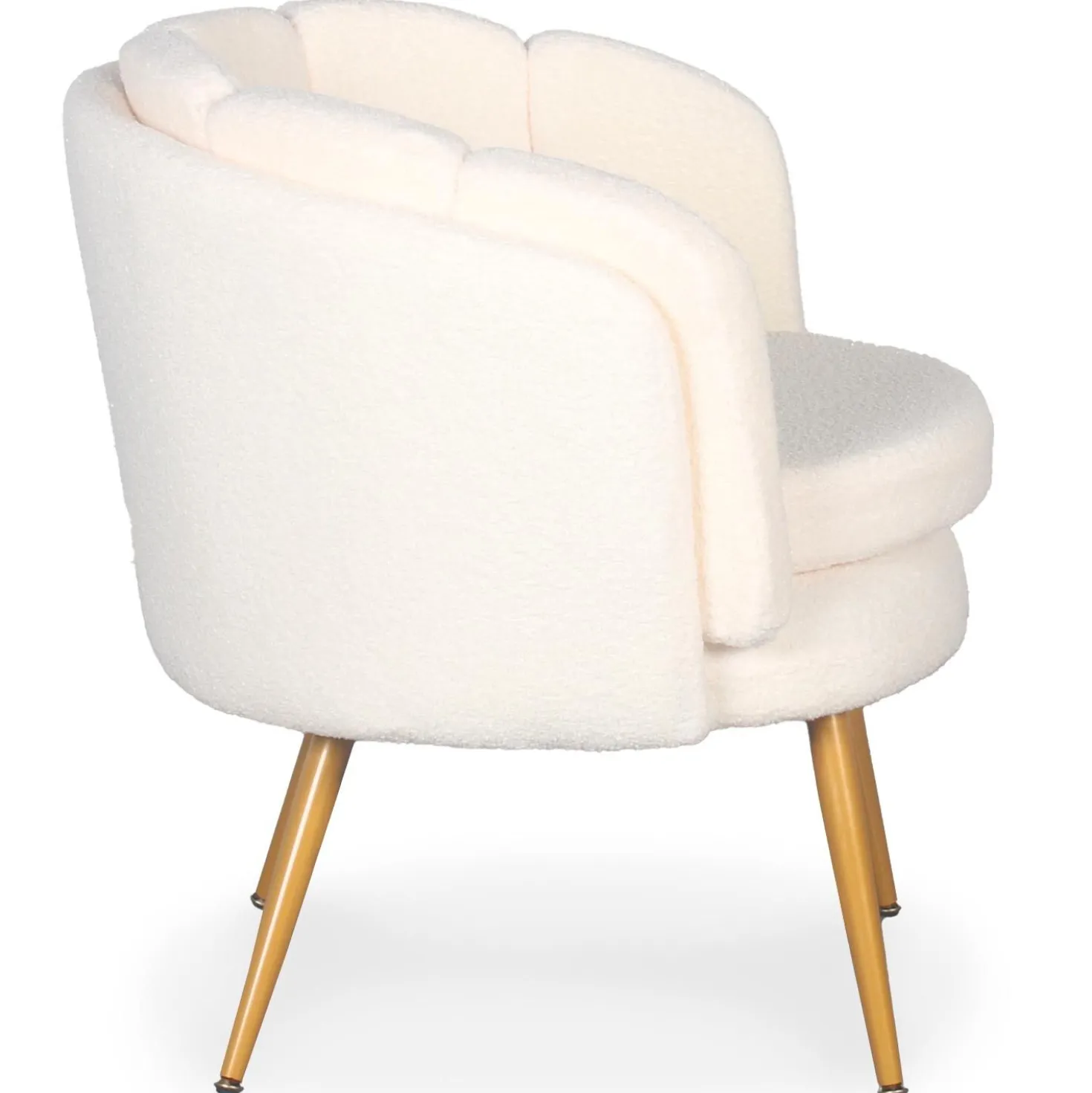 Fauteuil arrondi Brenda Tissu bouclette Beige