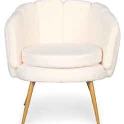 Fauteuil arrondi Brenda Tissu bouclette Beige