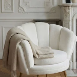 Fauteuil arrondi Brenda Velours Blanc