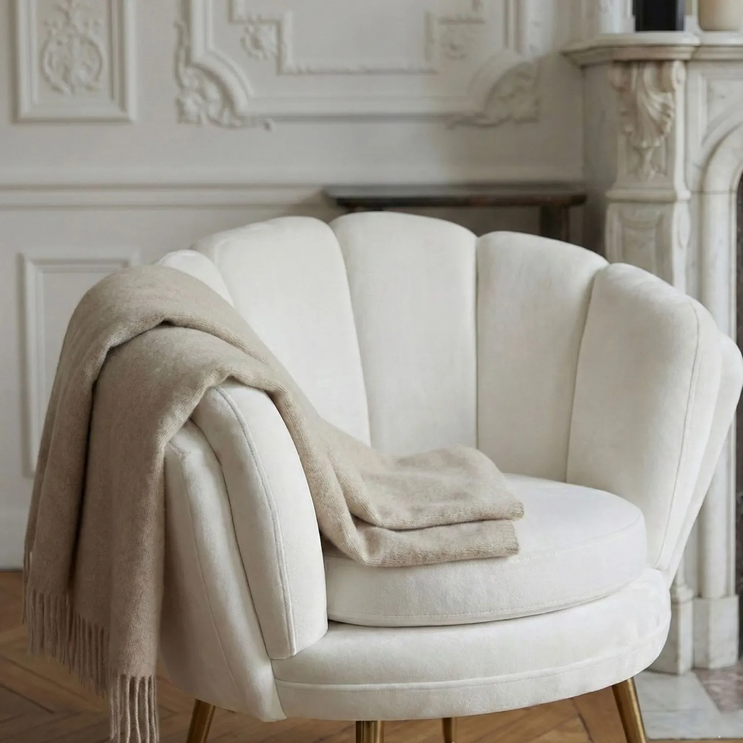 Fauteuil arrondi Brenda Velours Blanc