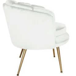 Fauteuil arrondi Brenda Velours Blanc