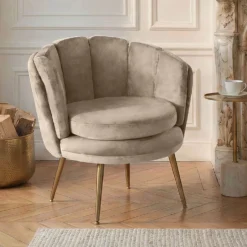 Fauteuil arrondi Brenda Velours Taupe
