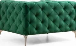 Fauteuil capitonné avec coussin Alykes Velours Vert