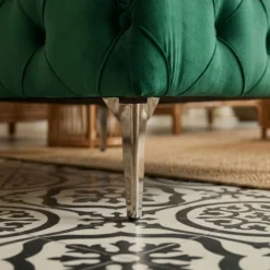 Fauteuil capitonné avec coussin Alykes Velours Vert