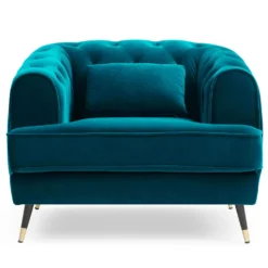 Fauteuil capitonné style boudoir Glams Velours Bleu canard