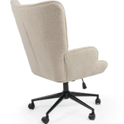 Fauteuil de bureau moderne à haut dossier Florelo Tissu bouclette Beige
