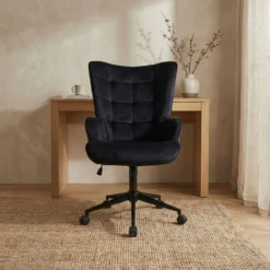 Fauteuil de bureau moderne à haut dossier Florelo Velours Noir