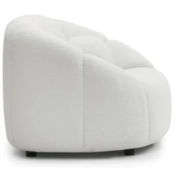 Fauteuil design arrondi Sidonie Tissu bouclette Blanc
