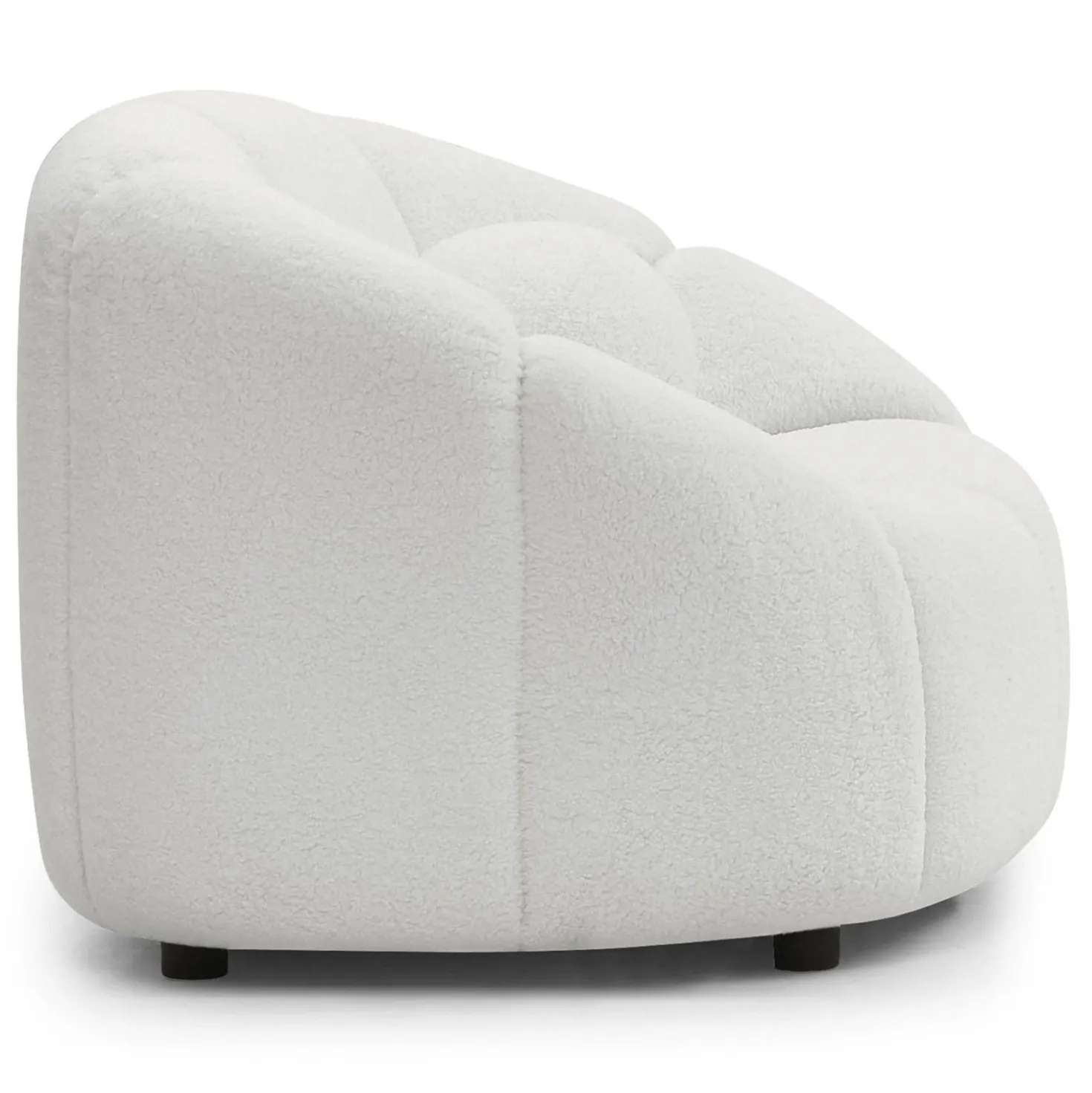 Fauteuil design arrondi Sidonie Tissu bouclette Blanc