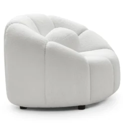 Fauteuil design arrondi Sidonie Tissu bouclette Blanc