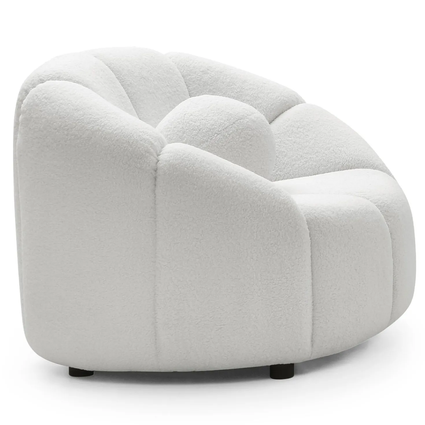 Fauteuil design arrondi Sidonie Tissu bouclette Blanc