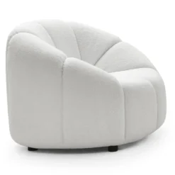 Fauteuil design arrondi Sidonie Tissu bouclette Blanc