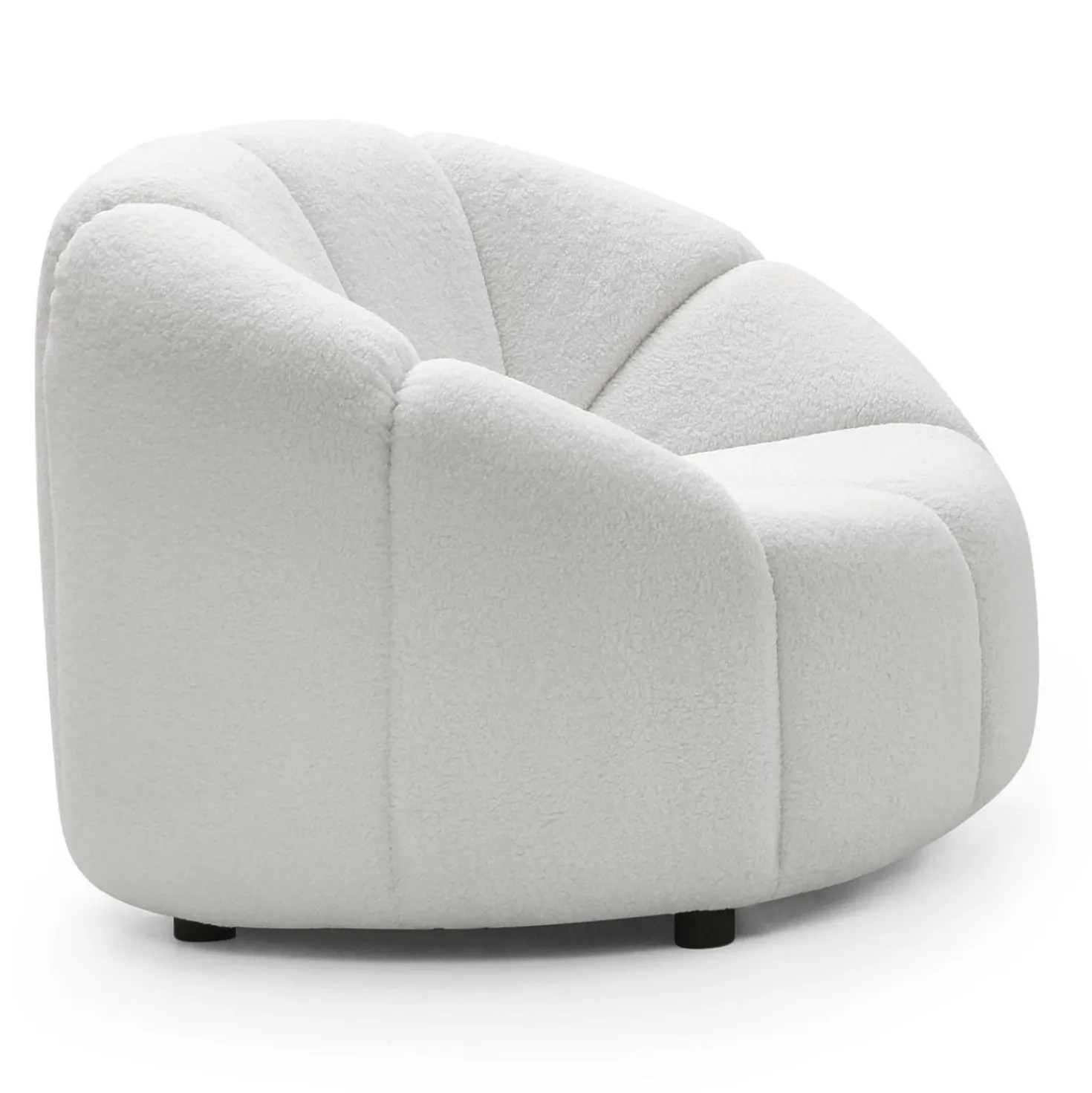 Fauteuil design arrondi Sidonie Tissu bouclette Blanc