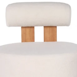 Fauteuil design Canelo Bois clair et Tissu bouclette Crème
