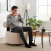 Fauteuil design Canelo Bois foncé et Tissu bouclette Beige