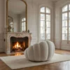 Fauteuil design coquillage Arielina Tissu bouclette Blanc