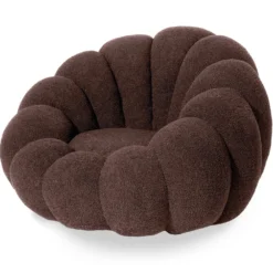 Fauteuil design coquillage Arielina Tissu bouclette Marron