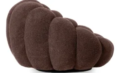 Fauteuil design coquillage Arielina Tissu bouclette Marron