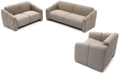 Fauteuil design Maximilien Métal doré et Velours côtelé Taupe