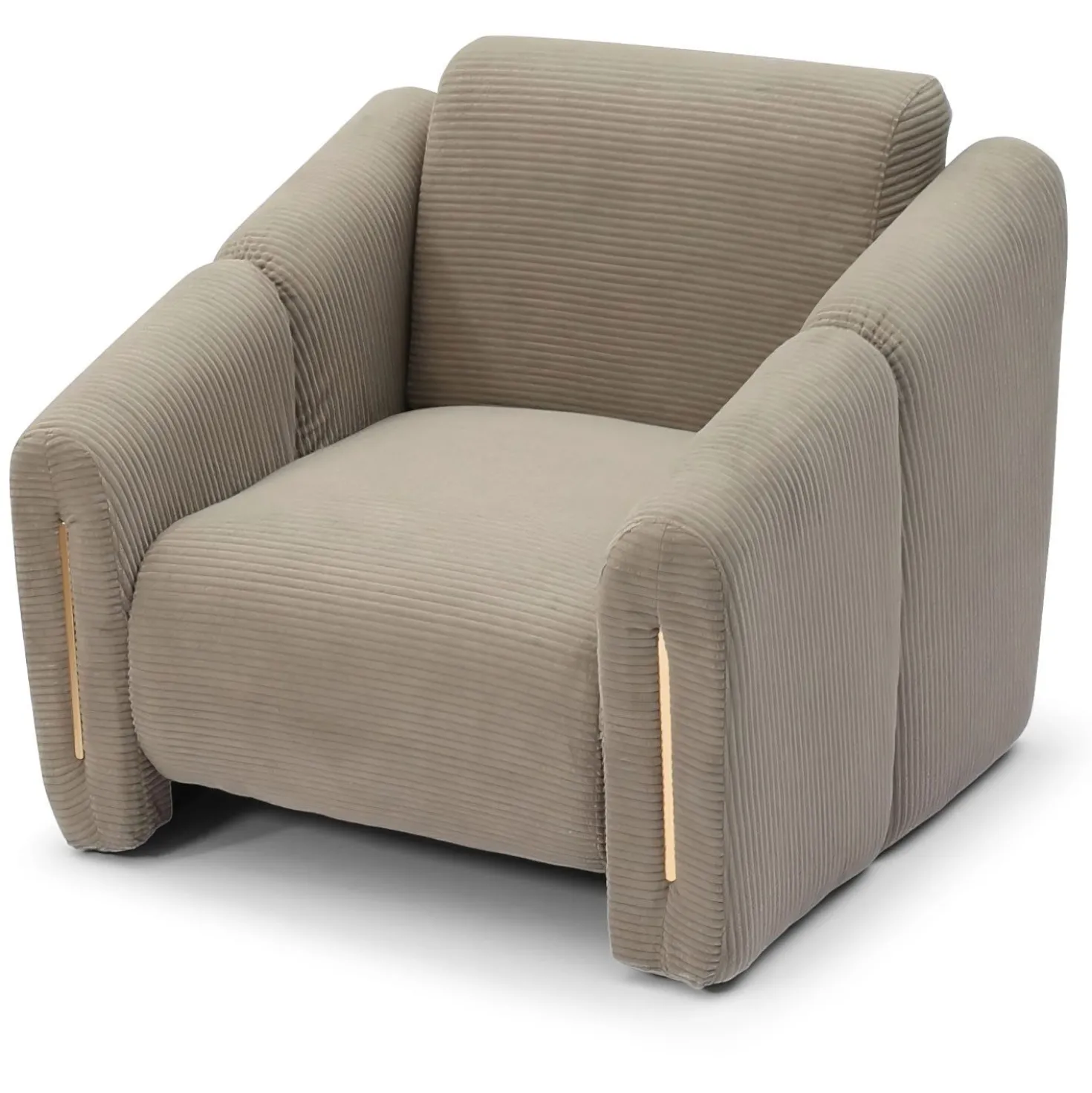 Fauteuil design Maximilien Métal doré et Velours côtelé Taupe