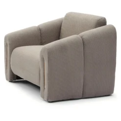 Fauteuil design Maximilien Métal doré et Velours côtelé Taupe