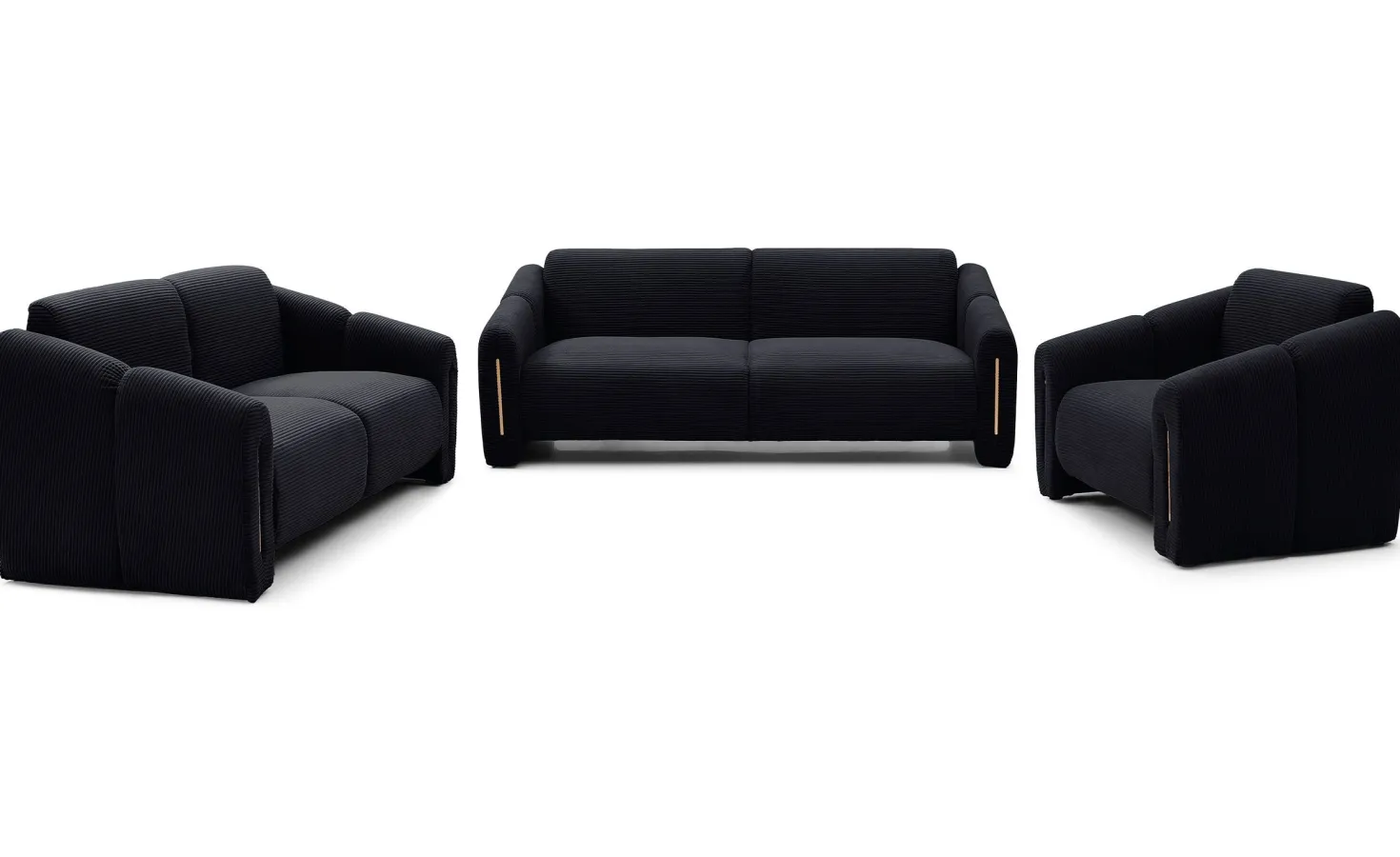 Fauteuil design Maximilien Métal doré et Velours côtelé Noir