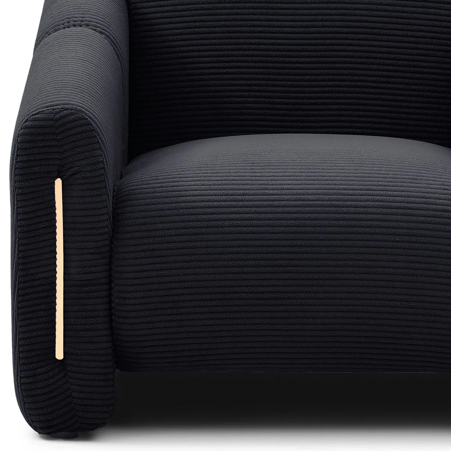 Fauteuil design Maximilien Métal doré et Velours côtelé Noir