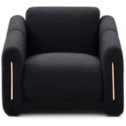 Fauteuil design Maximilien Métal doré et Velours côtelé Noir