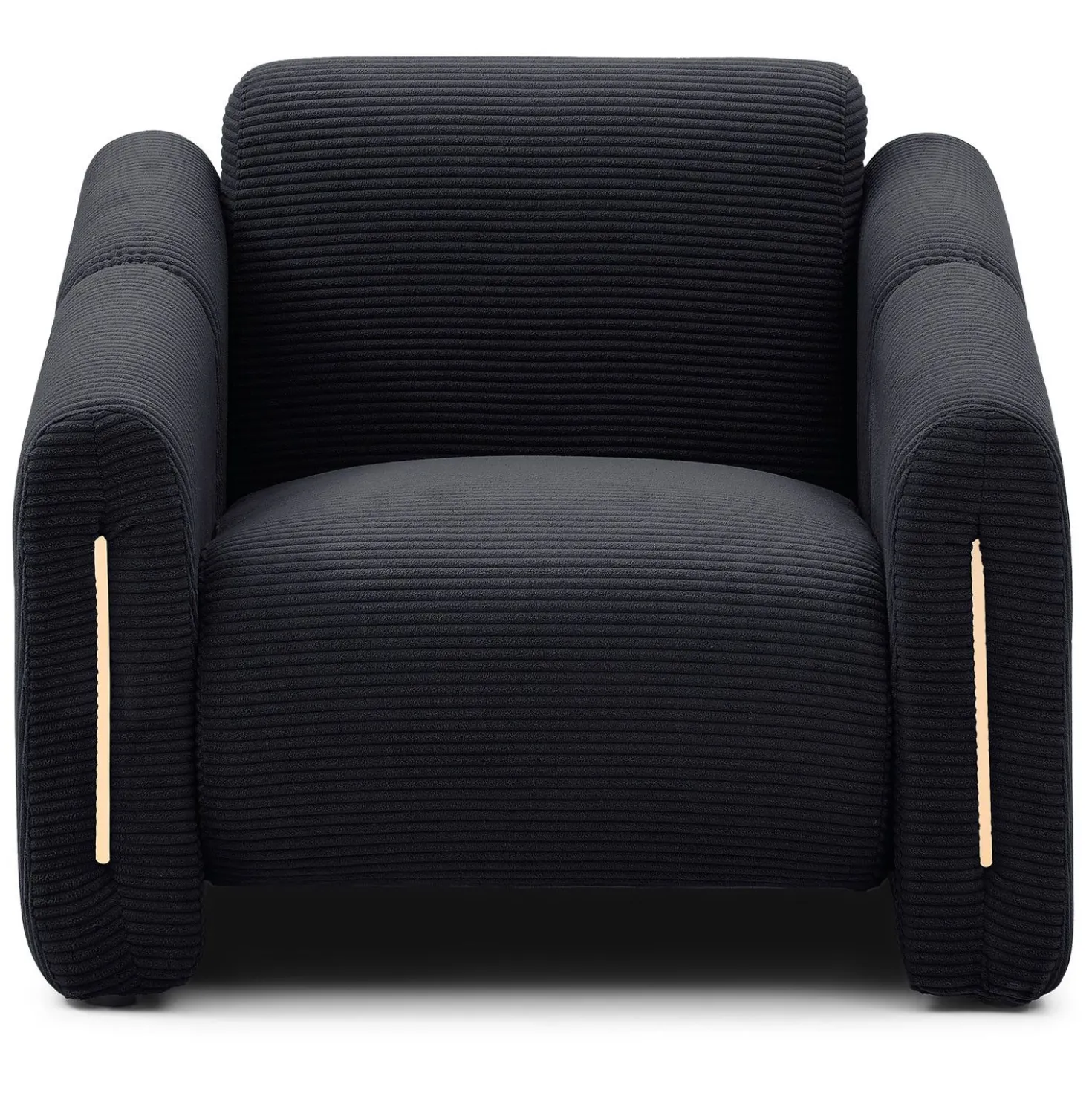 Fauteuil design Maximilien Métal doré et Velours côtelé Noir