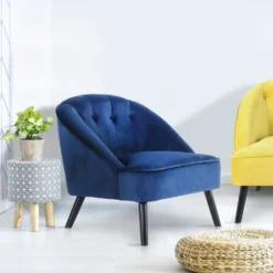 Fauteuil Ioan Velours Bleu
