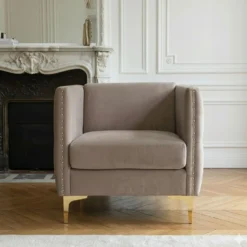 Fauteuil Joshua Velours Taupe