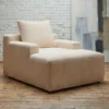 Fauteuil lounge style méridienne Rodin Velours côtelé Beige