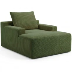 Fauteuil lounge style méridienne Rodin Velours côtelé Vert