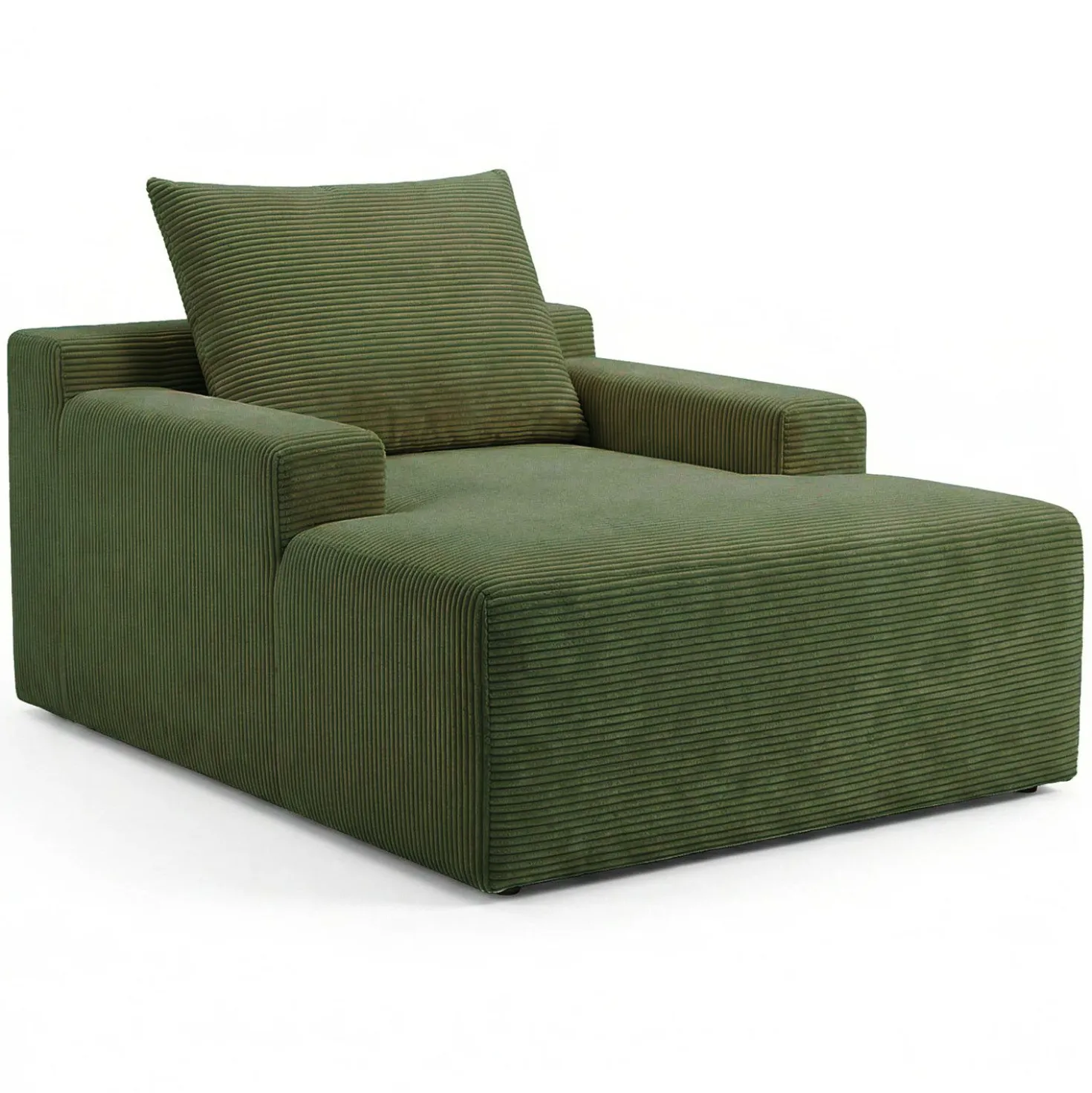Fauteuil lounge style méridienne Rodin Velours côtelé Vert