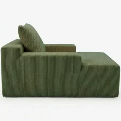 Fauteuil lounge style méridienne Rodin Velours côtelé Vert