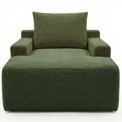 Fauteuil lounge style méridienne Rodin Velours côtelé Vert