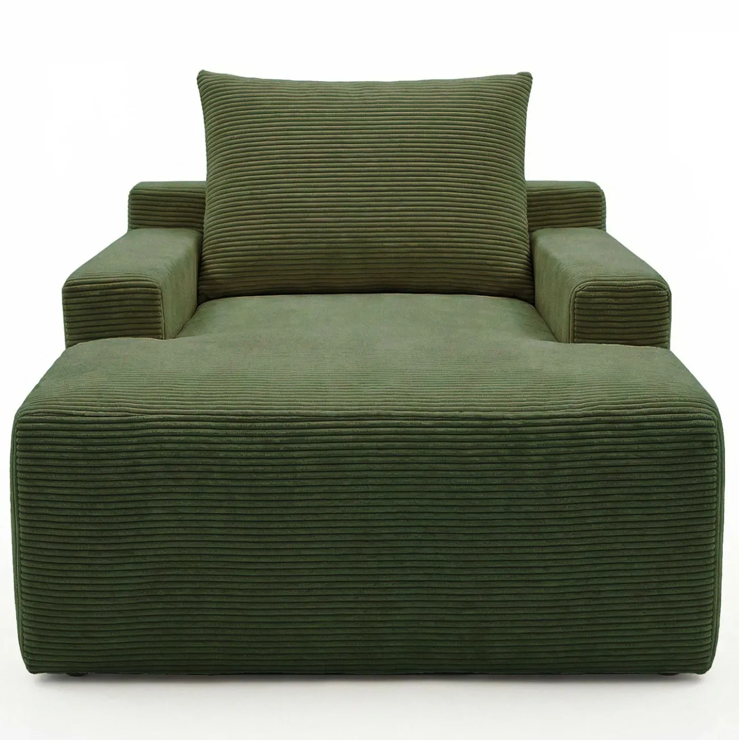 Fauteuil lounge style méridienne Rodin Velours côtelé Vert