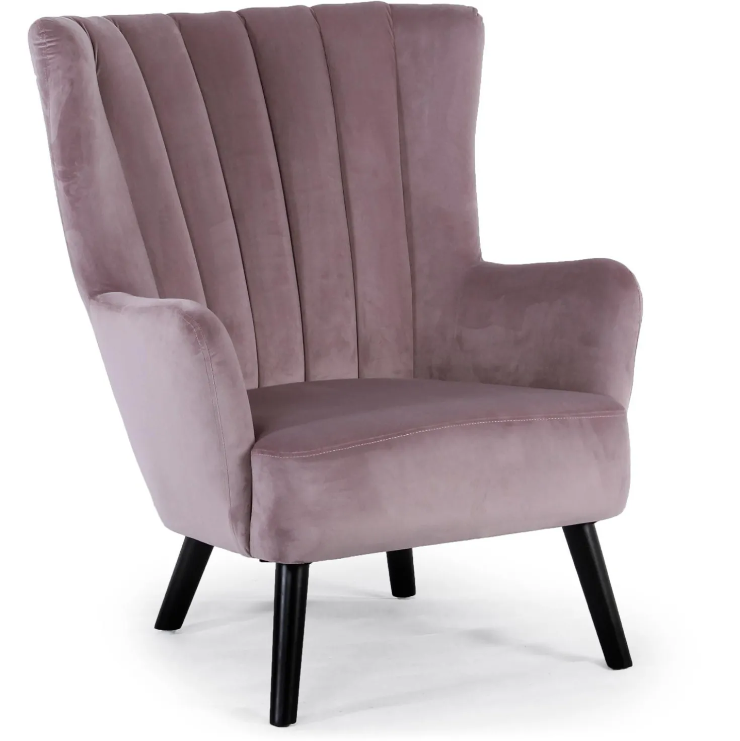 Fauteuil matelassé Vidal en Velours Rose