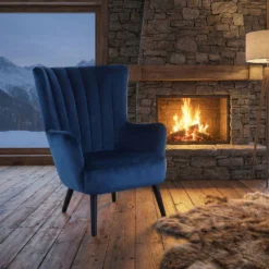 Fauteuil matelassé Vidal Velours Bleu