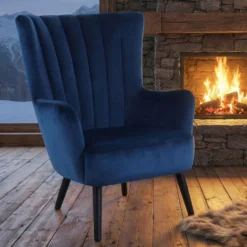 Fauteuil matelassé Vidal Velours Bleu