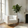 Fauteuil moderne à coutures verticales Sacramento Simili Blanc