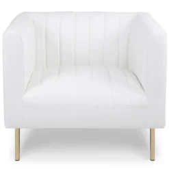 Fauteuil moderne à coutures verticales Sacramento Simili Blanc