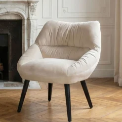 Fauteuil moderne et confortable Patrick Velours Beige