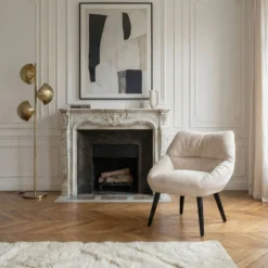 Fauteuil moderne et confortable Patrick Velours Beige