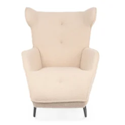 Fauteuil méridienne style bergère relax Shirley Tissu bouclette Beige
