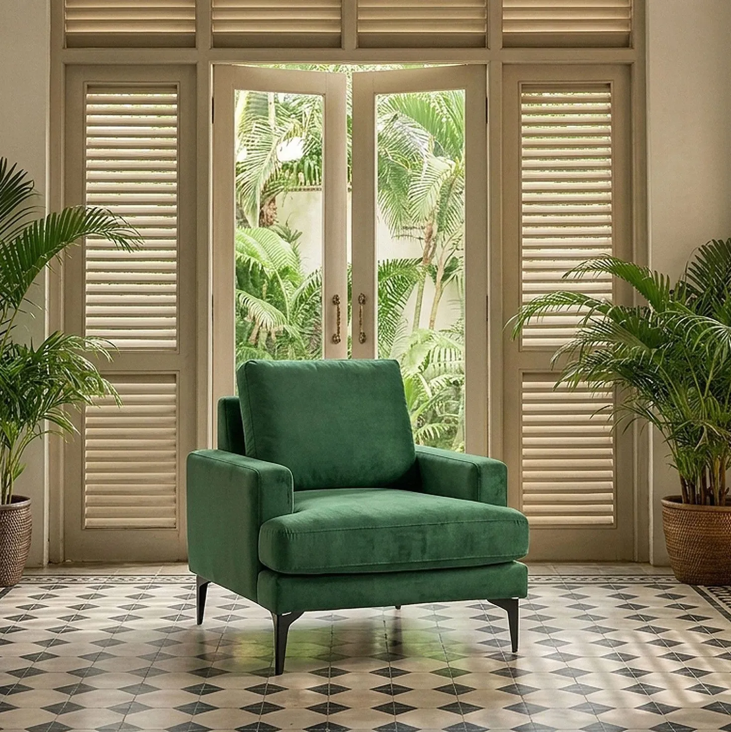 Fauteuil Narchis Velours Vert