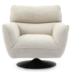 Fauteuil pivotant moderne avec dossier réglable Ghislain Velours côtelé Crème