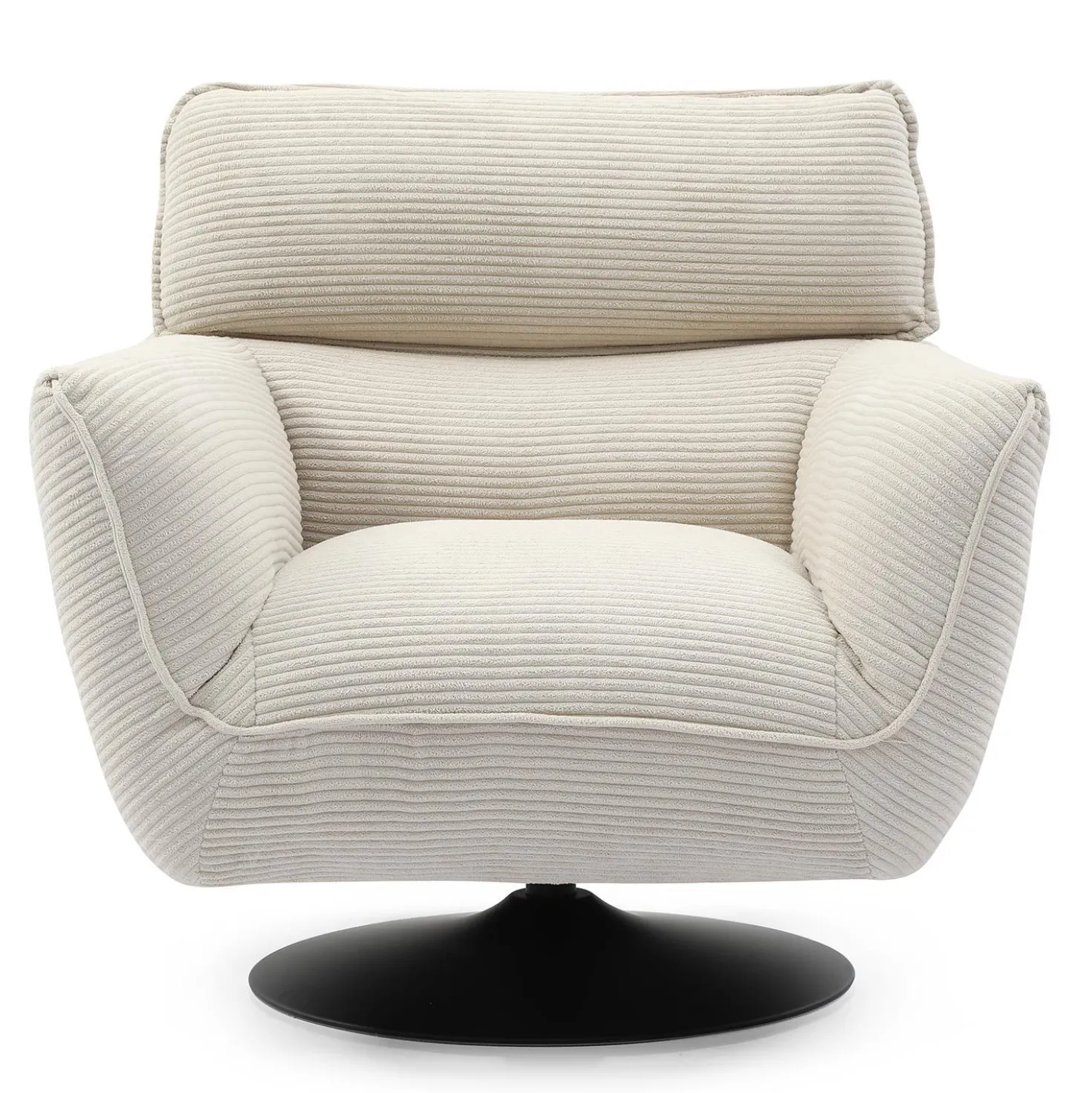 Fauteuil pivotant moderne avec dossier réglable Ghislain Velours côtelé Crème