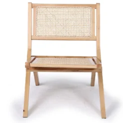 Fauteuil pliant Masdam Bois massif naturel et cannage en rotin